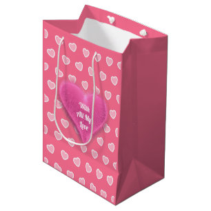 Pink Modern Heart Valentinstag Collection Mittlere Geschenktüte