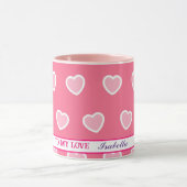 Pink Modern Heart Valentinstag Collection Tasse (Zentrum)