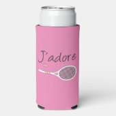 Pink Modern J'adore I Liebe Tennis Selters Dosenkühler (Seltzer Rückseite)