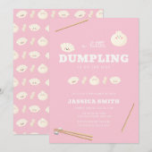 Pink Modern Kawaii Bao Dumpling Baby Shower  Einladung (Vorne/Hinten)