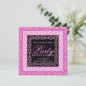 Pink Modern Lights Disco Dance Party Einladungen (Stehend Vorderseite)