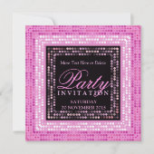 Pink Modern Lights Disco Dance Party Einladungen (Vorderseite)