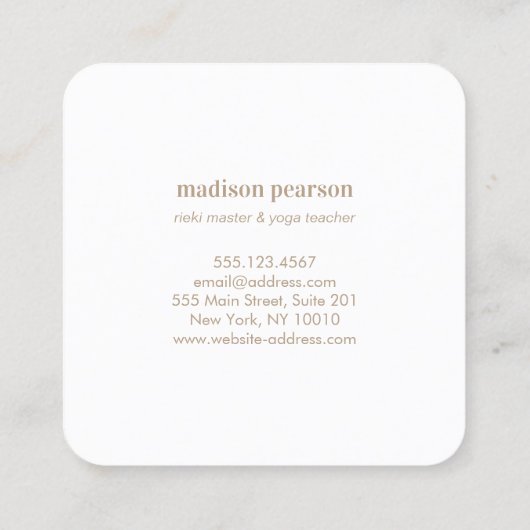 Pink Modern Lotus Mandala Blume Energy Healer Quadratische Visitenkarte (Rückseite)