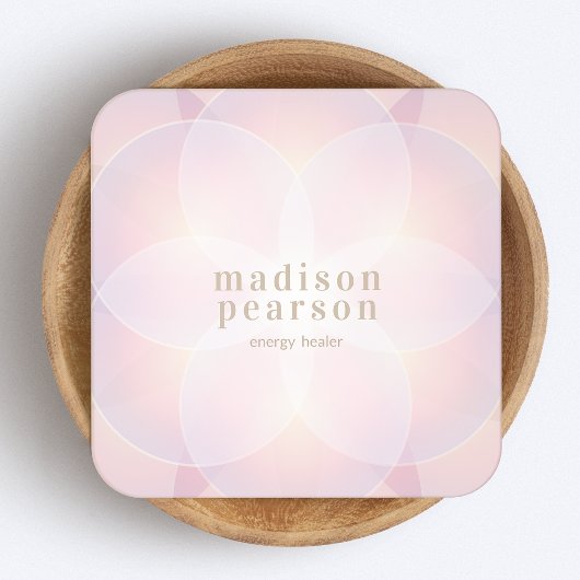 Pink Modern Lotus Mandala Blume Energy Healer Quadratische Visitenkarte