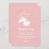 Pink Modern Magical Unicorn Danke Karte (Vorne/Hinten)