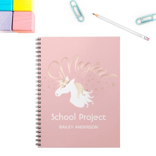 Pink Modern Magical Unicorn Kinder Notizblock