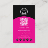 Pink Modern Makeup Hair Arch Photo QR Code Logo Visitenkarte (Rückseite)