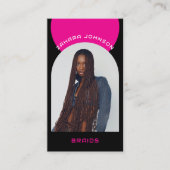 Pink Modern Makeup Hair Arch Photo QR Code Logo Visitenkarte (Vorderseite)