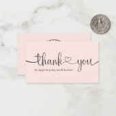 Pink Modern Minimal kleine Unternehmen Vielen Dank Mitteilungskarte (Vorderseite/Rückseite Beispiel)