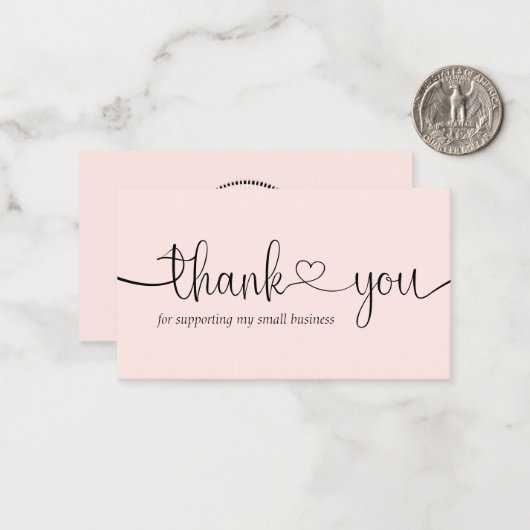 Pink Modern Minimal kleine Unternehmen Vielen Dank Mitteilungskarte (Vorderseite/Rückseite Beispiel)