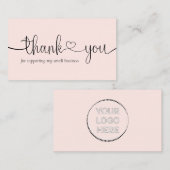Pink Modern Minimal kleine Unternehmen Vielen Dank Mitteilungskarte (Vorne/Hinten)