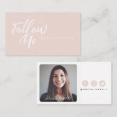 Pink Modern & Minimal Social Media Folgen Sie mir Visitenkarte (Vorne/Hinten)
