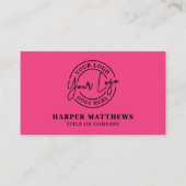 Pink Modern Minimalist Logo QR Code Business Card Visitenkarte (Vorderseite)