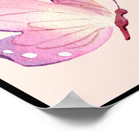 Pink Modern Minimalistisch Butterfly Poster (Ecke)