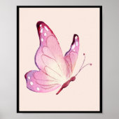 Pink Modern Minimalistisch Butterfly Poster (Vorne)