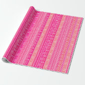 Pink Modern Mudcloth Tribal Wrapping Paper Geschenkpapier (Ungerollt)