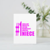 Pink Modern Nieces: Nummer Eins Postkarte (Stehend Vorderseite)