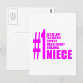 Pink Modern Nieces: Nummer Eins Postkarte (Vorne/Hinten)