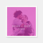 Pink Modern Photo Wedding Serviette (Vorderseite)