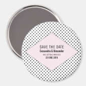 Pink Modern Polka Dots Save the Date Magnet (Vorderseite/Rückseite)
