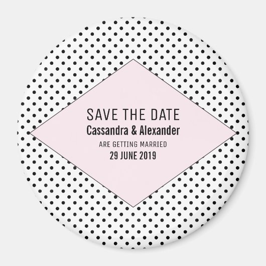 Pink Modern Polka Dots Save the Date Magnet (Vorne)