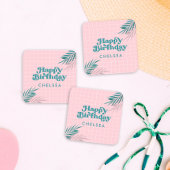 Pink Modern Pool Party Erwachsene Geburtstag Quadratischer Aufkleber