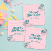 Pink Modern Pool Party Erwachsene Geburtstag Quadratischer Aufkleber