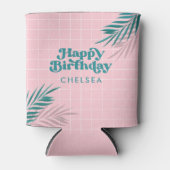 Pink Modern Pool Party Palm Blätter Geburtstag Dosenkühler (Vorderseite)