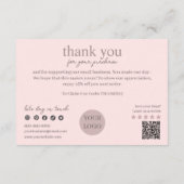 Pink, modern, QR-Code, vielen Dank für Ihr Geschäf Begleitkarte (Rückseite)
