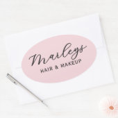 Pink Modern Script Business Monogram Ovaler Aufkleber (Umschlag)