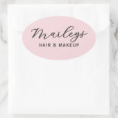 Pink Modern Script Business Monogram Ovaler Aufkleber (Tasche)