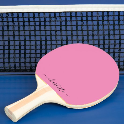 Pink Modern Script Girl Monogram Name Ping Pong Tischtennis Schläger (InSitu)