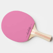 Pink Modern Script Girl Monogram Name Ping Pong Tischtennis Schläger (Seitenansicht)