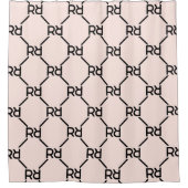 Pink Modern Script Girly Monogram Initial Duschvorhang (Vorderseite)