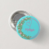 Pink Modern Script Girly Monogram Name Button (Vorne & Hinten)
