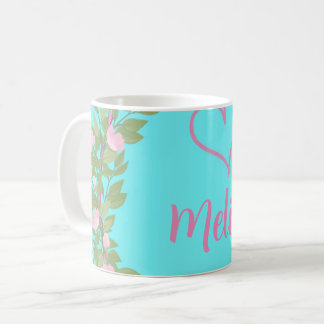 Pink Modern Script Girly Monogram Name Kaffeetasse