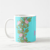 Pink Modern Script Girly Monogram Name Kaffeetasse (Links)