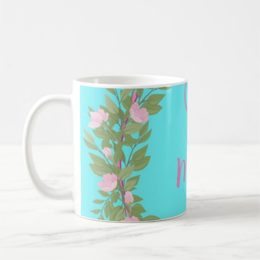 Pink Modern Script Girly Monogram Name Kaffeetasse (Links)