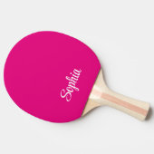 Pink Modern Script Name Monogram Tischtennis Schläger (Seitenansicht)