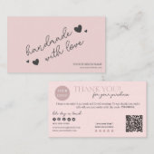 Pink Modern Script QR Code, vielen Dank Visitenkarte (Vorne/Hinten)