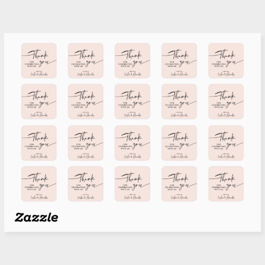 Pink modern, simple Thank You Sticker (Blatt)