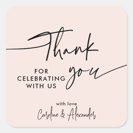 Pink modern, simple Thank You Sticker (Vorderseite)