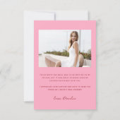 Pink Modern Simple Typografy 4 Foto Abschluss Dankeskarte (Rückseite)