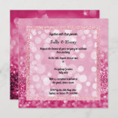 Pink Modern Sparkle Crystals Wedding Einladung (Vorne/Hinten)