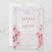 Pink Modern Stylish Boho Wedding Foto Einladung (Vorderseite)