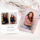Pink Modern Trendy Minimalistisch 3 Foto Abschluss Einladung