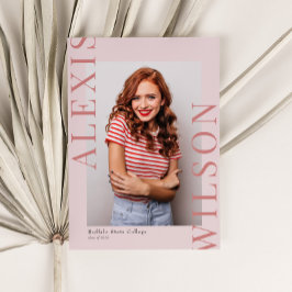 Pink Modern Trendy Minimalistisch 3 Foto Abschluss Einladung