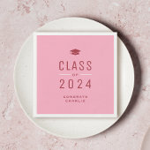 Pink Modern Typografy Class of 2024 Abschluss Serviette