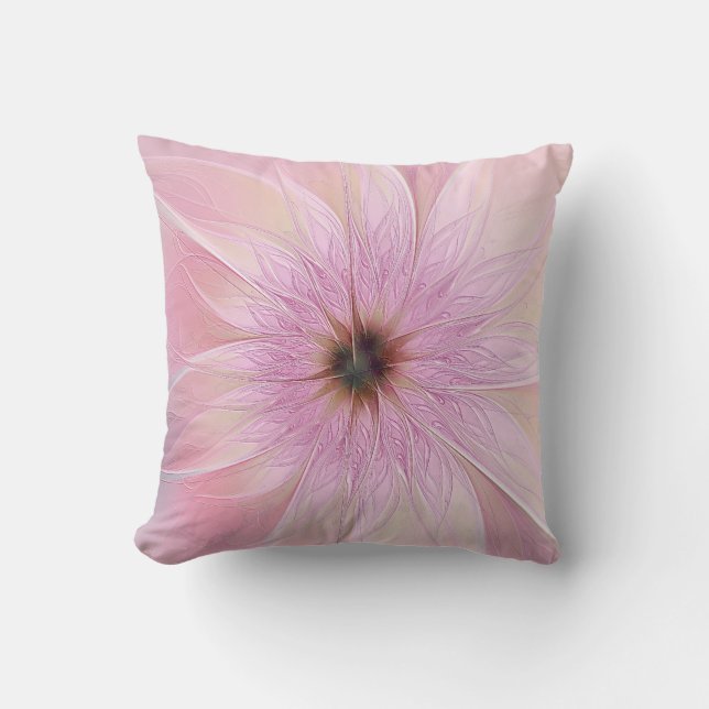Pink Modern Valentine Flower Pillow Kissen (Vorderseite)