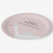 Pink Modern Whimsical Princess Swan Baby Dusche Pappteller (Schrägansicht)
